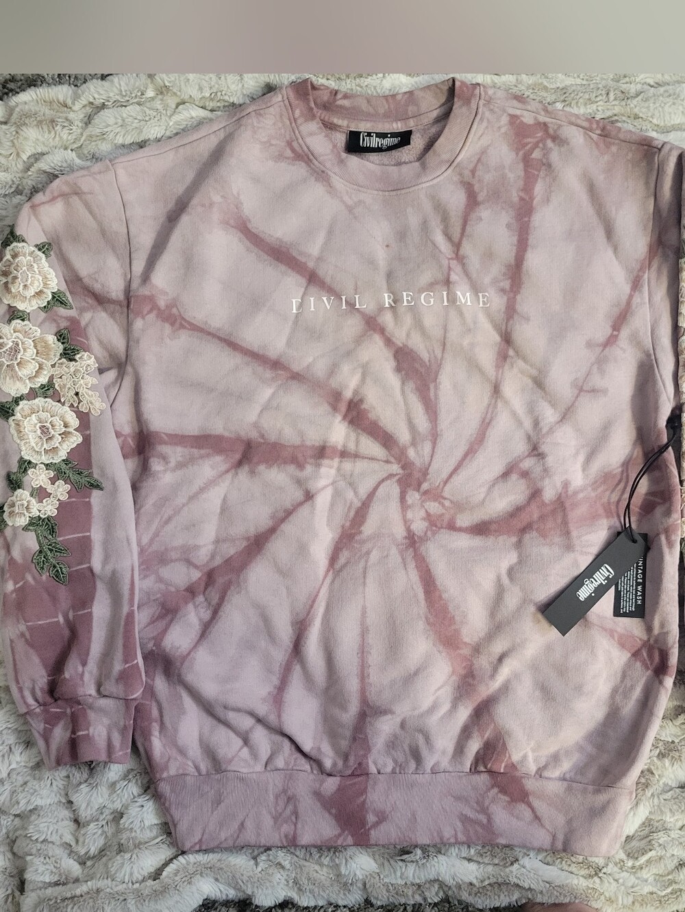 Civil Regime Embroidered Rose Hoodie Size Large NWT - Picture 2 of 7